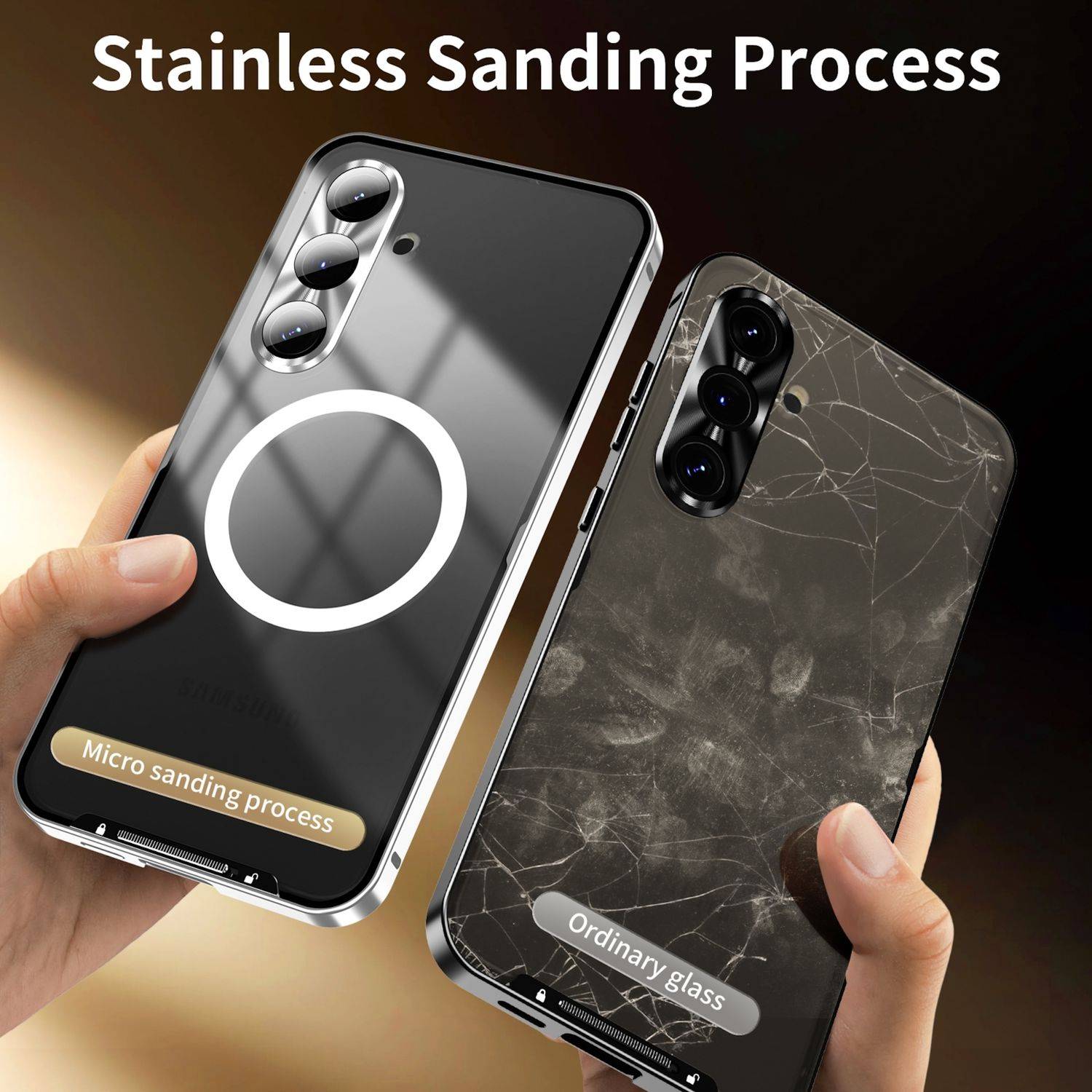 Für Samsung Galaxy S24 FE 5G Magnetische Magsafe Metall Design Schutz Cover Hülle Silber