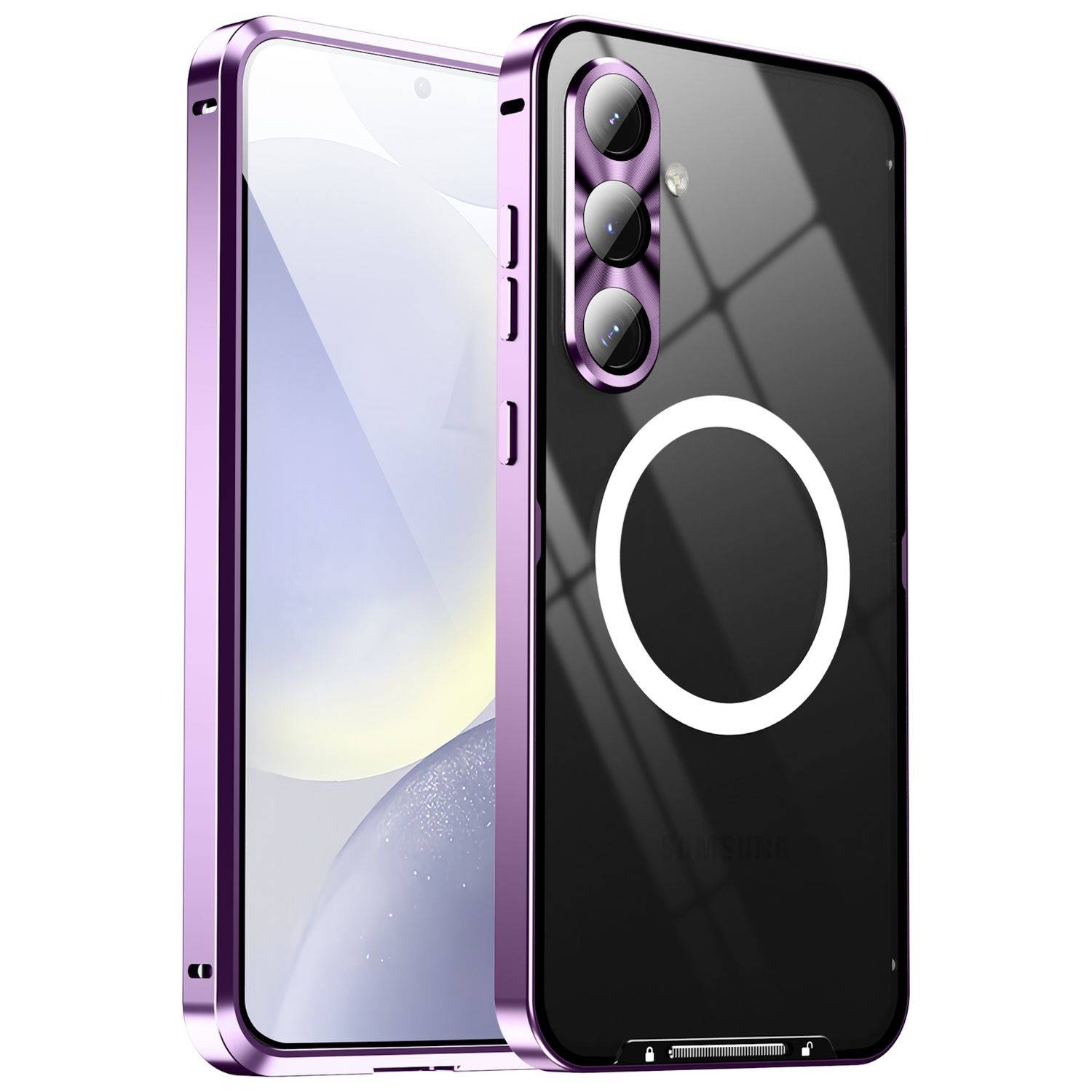 Für Samsung Galaxy S24 FE 5G Magnetische Magsafe Metall Design Schutz Cover Hülle Lila