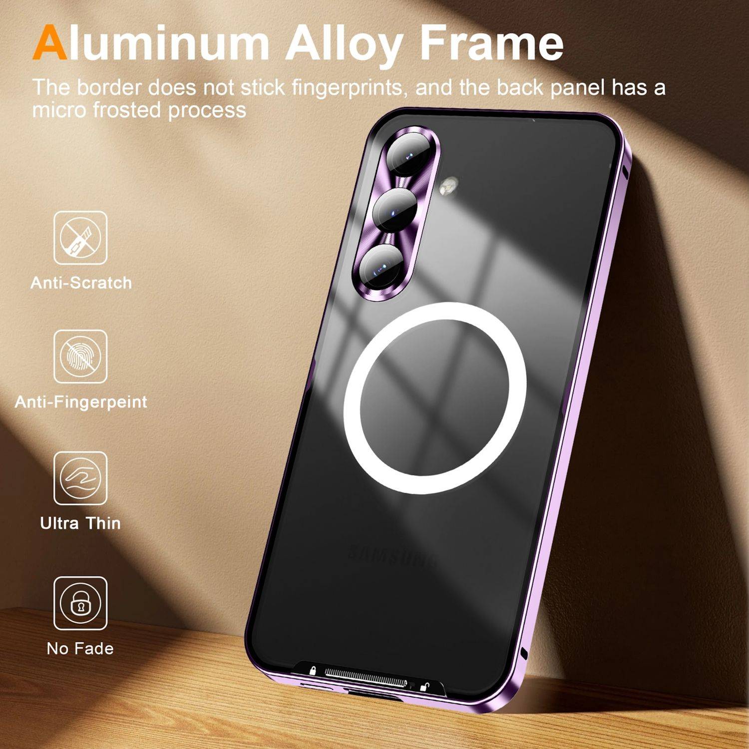 Für Samsung Galaxy S24 FE 5G Magnetische Magsafe Metall Design Schutz Cover Hülle Lila