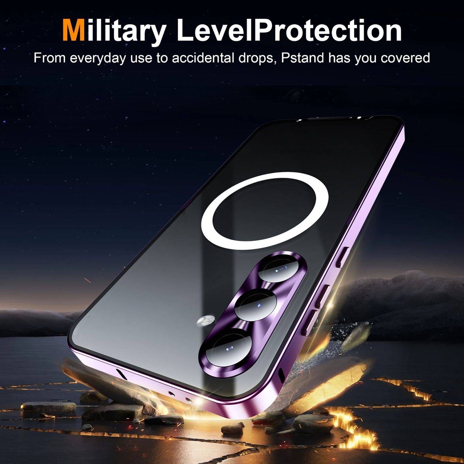 Für Samsung Galaxy S24 FE 5G Magnetische Magsafe Metall Design Schutz Cover Hülle Lila