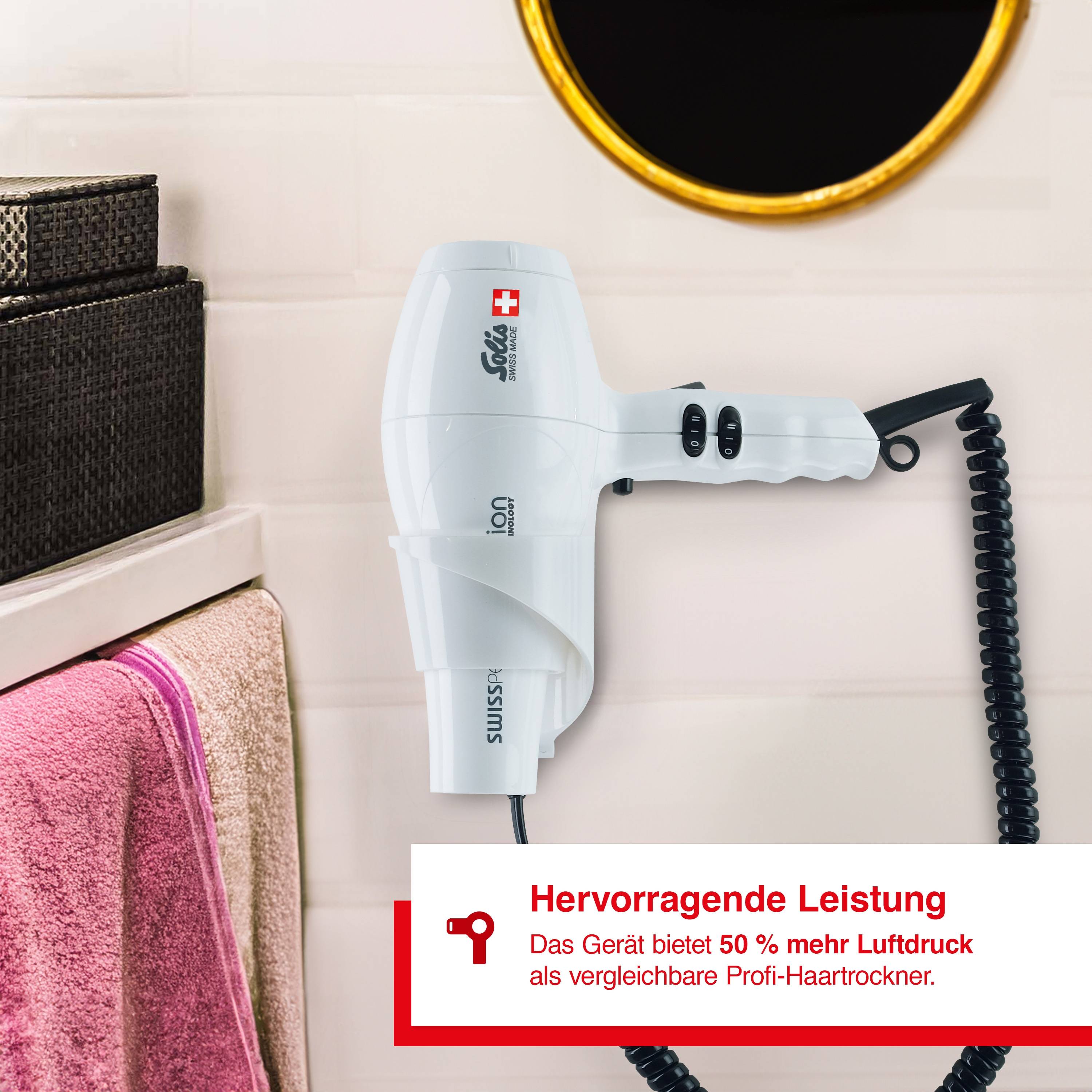 Solis Wandhaartrockner, 1800 W, Spiralkabel, Ionen-Technologie