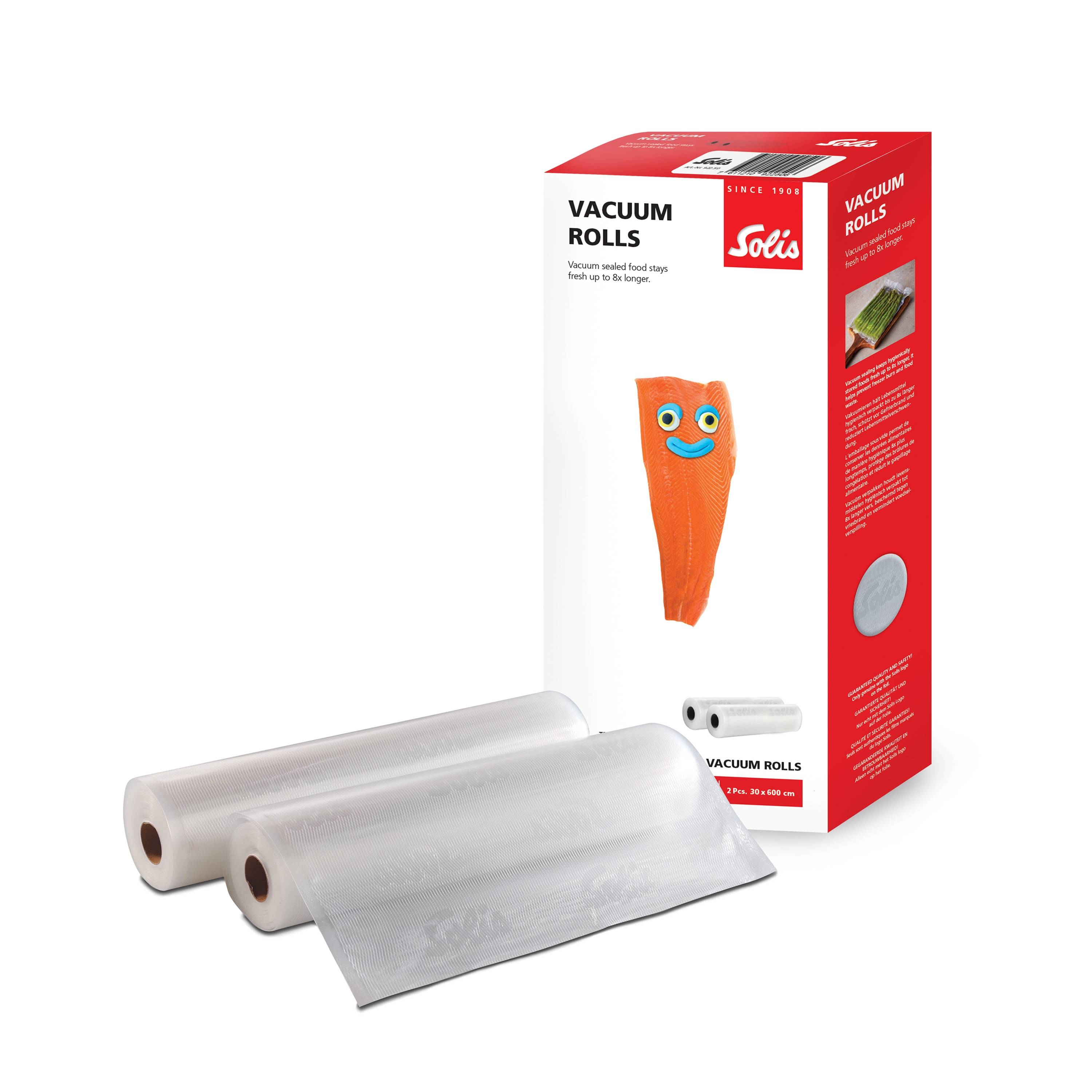 Solis Vakuumierfolie für Vakuumierer, 2 Rollen BPA-frei, 600x30 cm, Dicke 110 µm