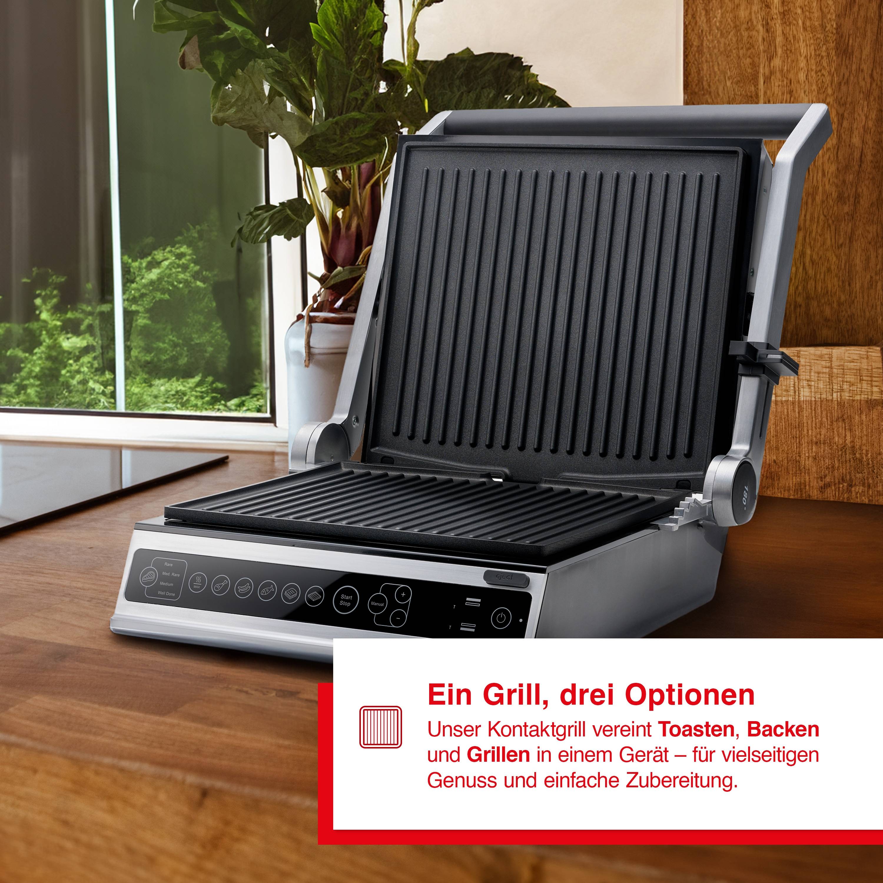 Solis Kontaktgrill Typ 7953, Antihaftbeschichtung, 2000W, 28x25cm