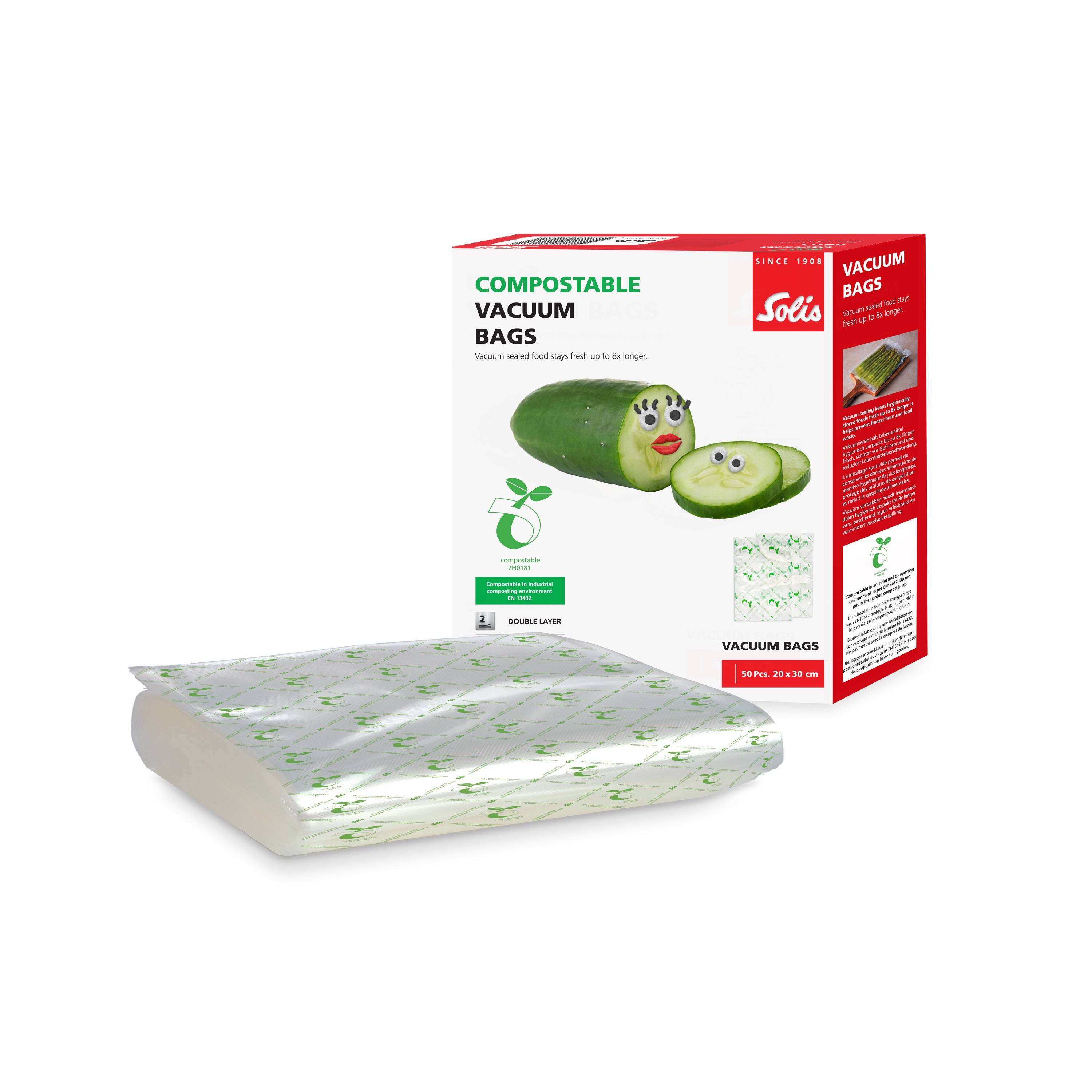Solis kompostierbare Vakuumierbeutel 50 Stück, 20 x 30 cm, Dicke 160 µm