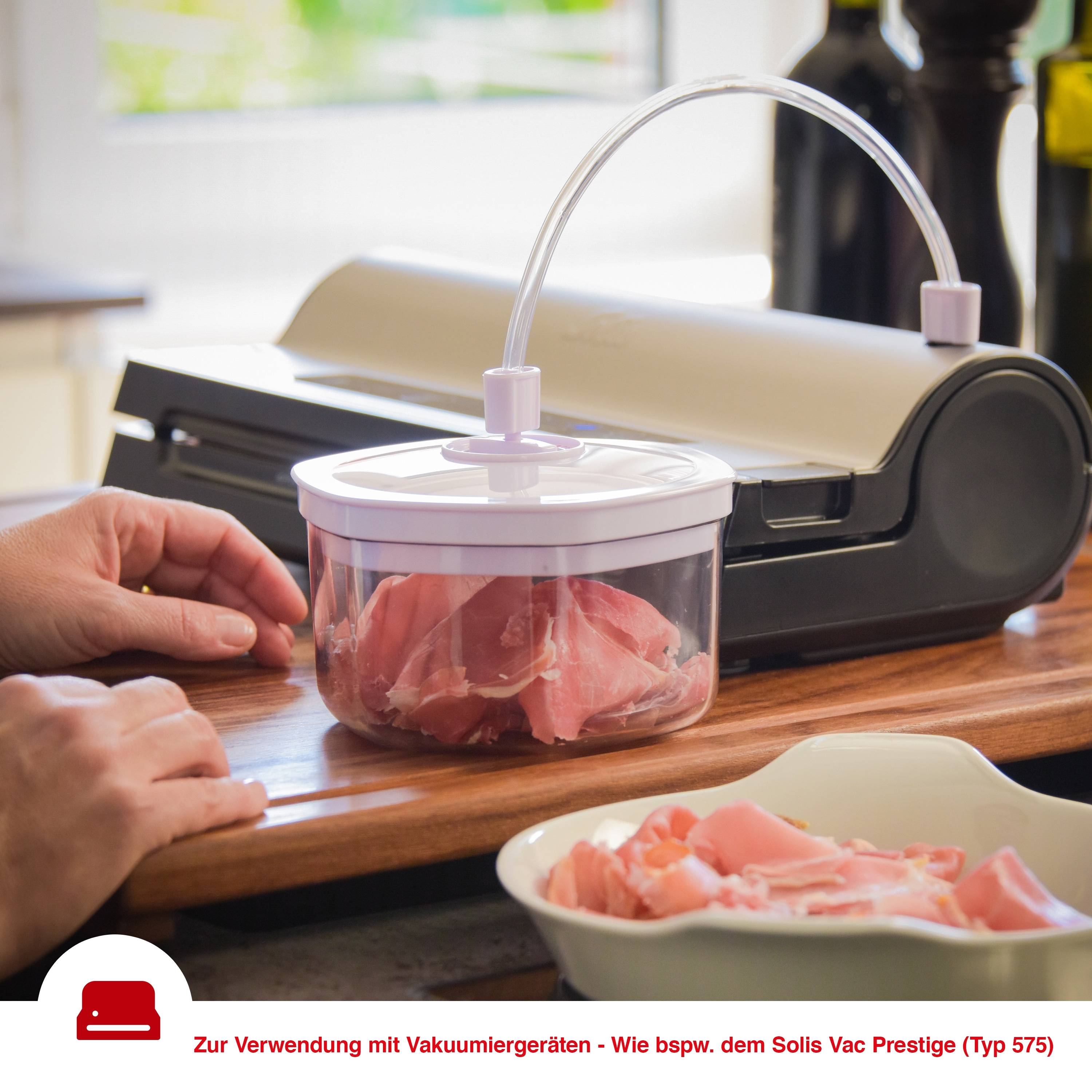 Solis Vakuumierbehälter-Set 3 Stück, 700/1400/2000 ml, Vakuumieren/ Marinieren