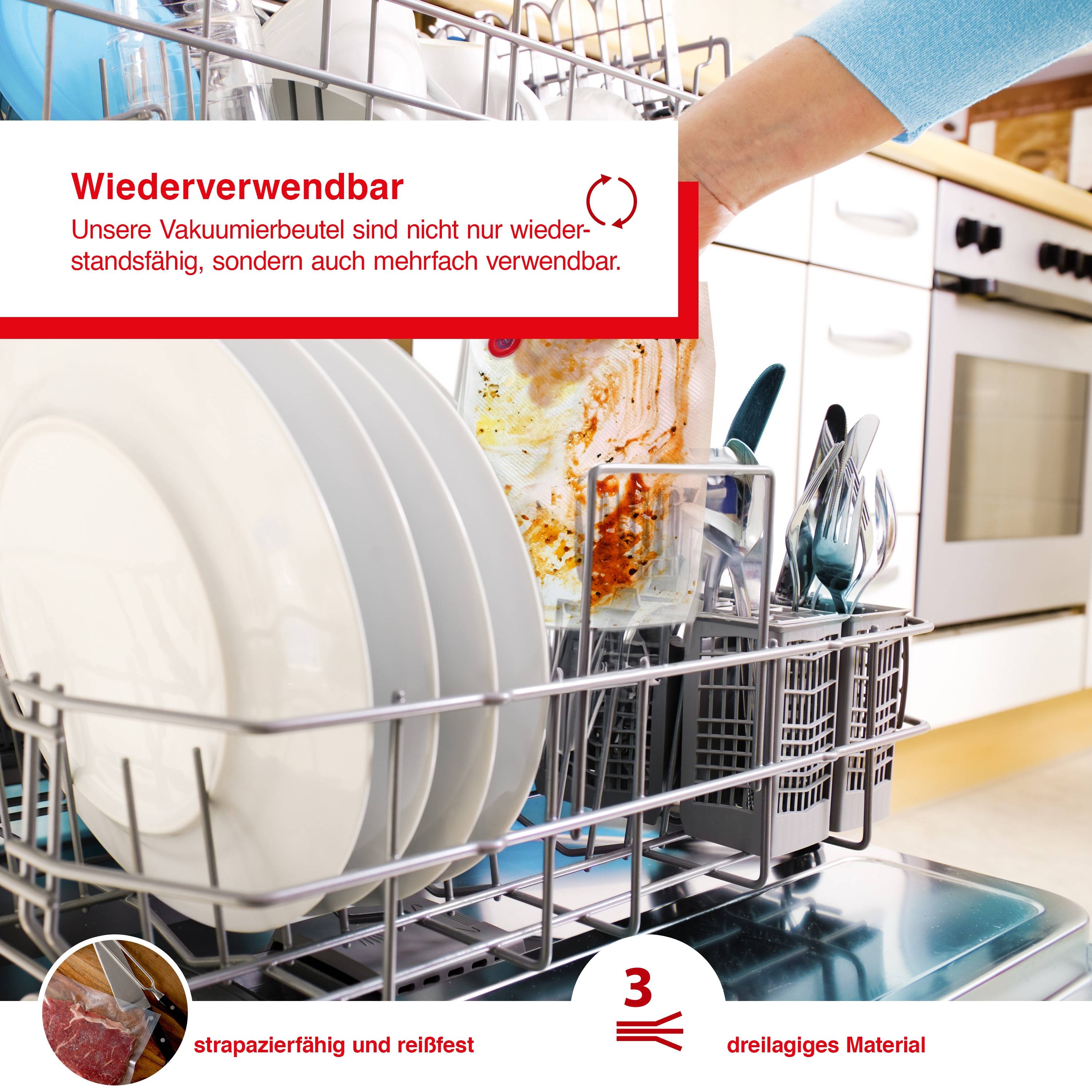 Solis Zip Vakuumierbeutel 10 Stück, 20 x 23 cm, BPA-frei, Dicke 150 - 170 µm