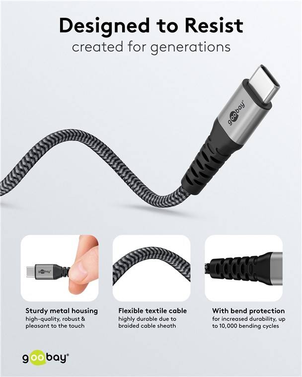 2in1 USB-Textilkabel, spacegrau/silber, 2 m