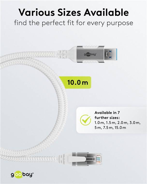 GOOBAY - Ethernet-Kabel USB-A 3.0 auf RJ45 10 m - verbindet Router Modem oder - Modem - 1.000 Mbps