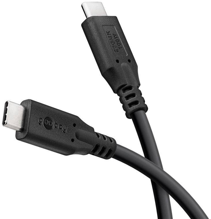 Goobay USB-C Kabel, USB4.0 Standard, 20Gbit/s Übertragungsrate, 100W PD, 4K 60Hz, schwarz - Länge: 3,0m