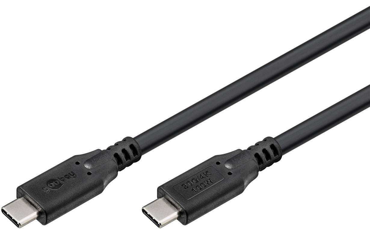 Goobay USB-C Kabel, USB4.0 Standard, 20Gbit/s Übertragungsrate, 100W PD, 4K 60Hz, schwarz - Länge: 3,0m