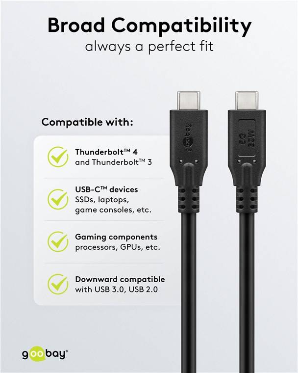 USB-C™-Kabel, USB 3.2, 60 W, 5 Gbit/s, Power Delivery, 0,5 m