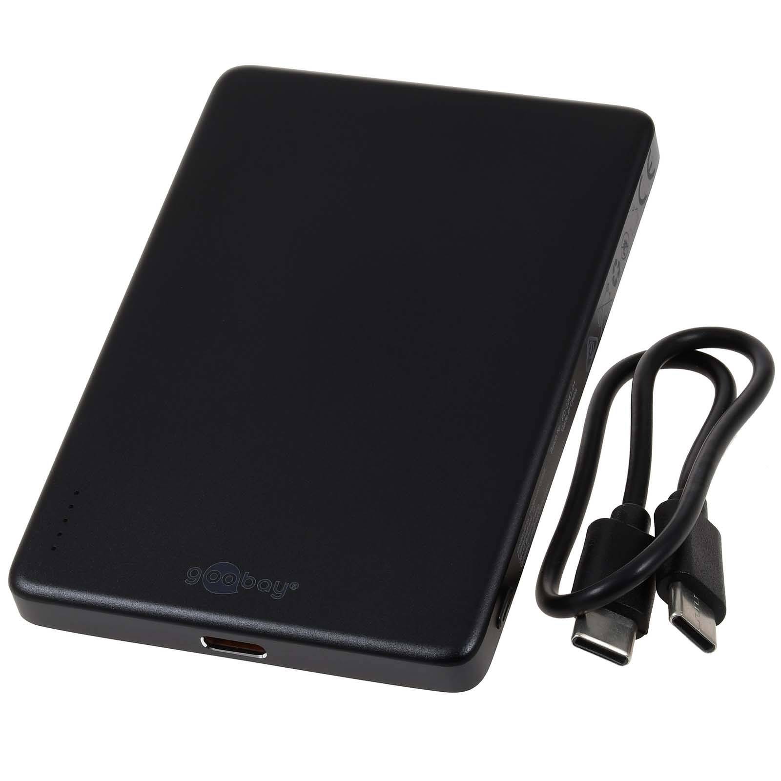 Goobay Magnetische Wireless Powerbank, MagSafe, USB-C Power Delivery, Magnetring, schwarz, 20W - Kapazität: 5000mAh