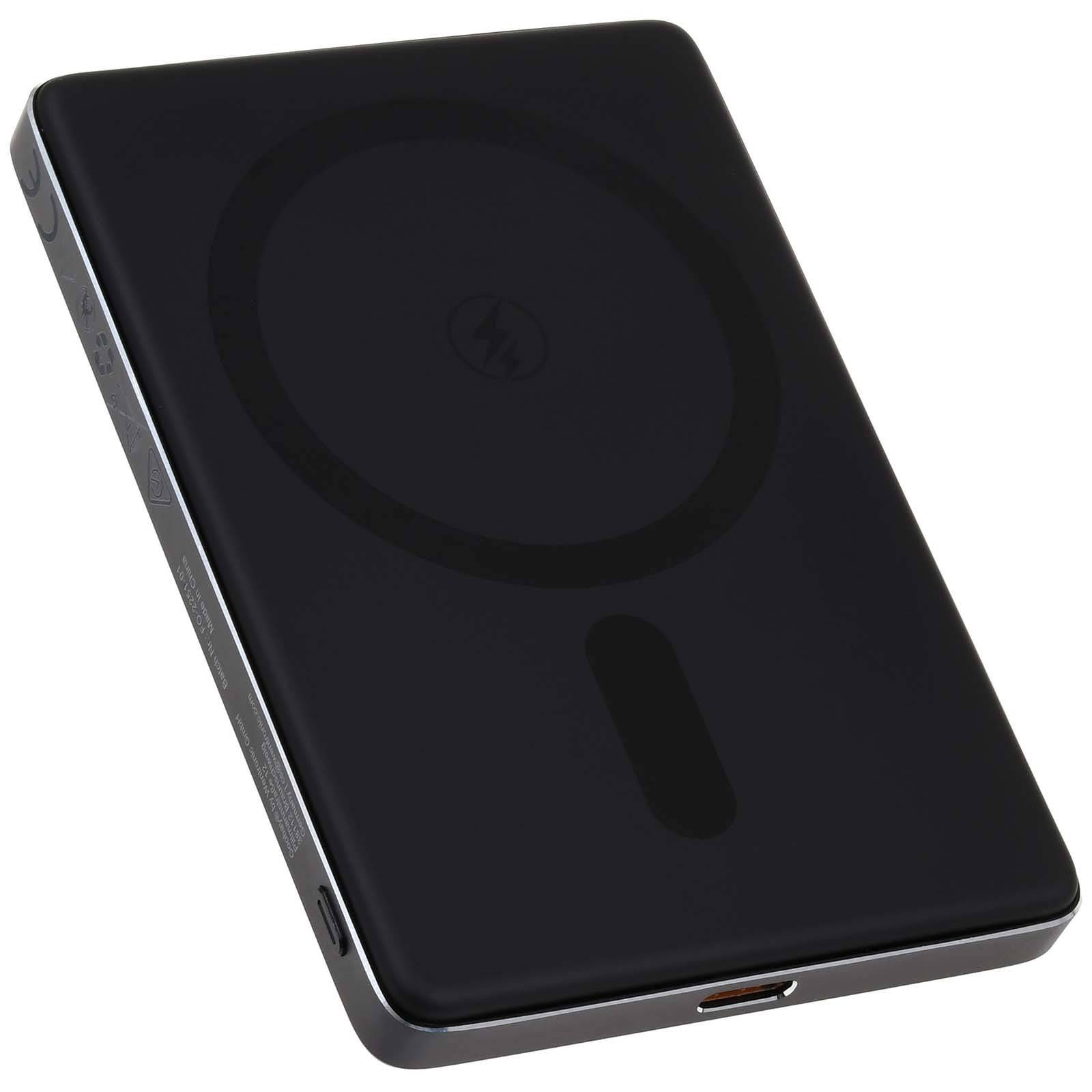Goobay Magnetische Wireless Powerbank, MagSafe, USB-C Power Delivery, Magnetring, schwarz, 20W - Kapazität: 5000mAh