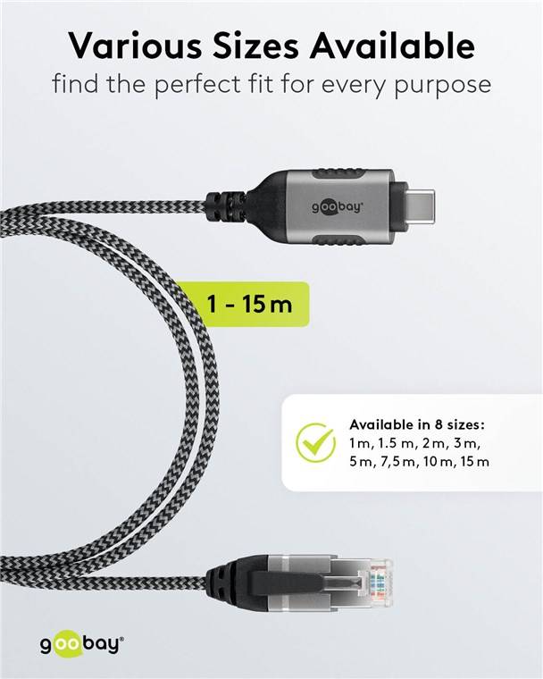 Ethernet-Kabel USB-C™ 3.1 auf RJ45, Slim, 3 m