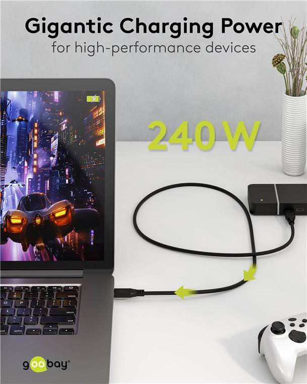 USB-C™-Kabel, USB4™, 240 W, 40 Gbit/s, Power Delivery, 1,5 m