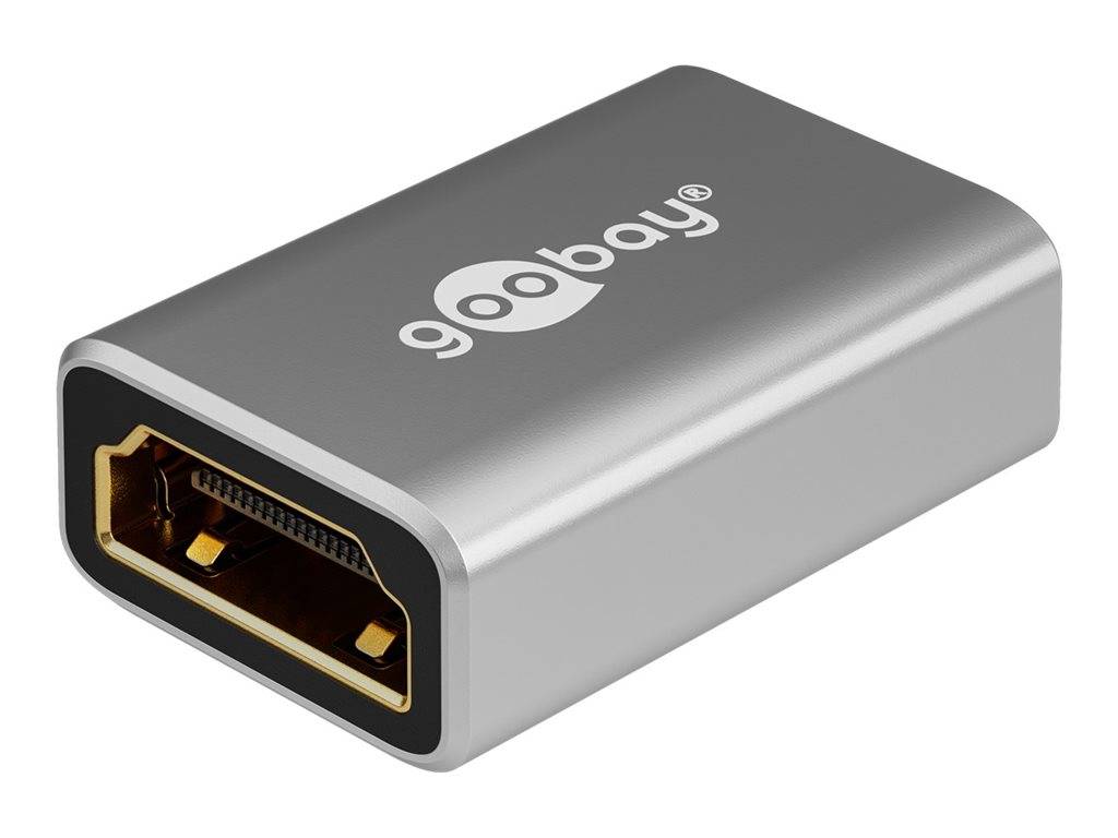 Wentronic goobay - Highspeed - HDMI-Adapter mit Ethernet - HDMI weiblich zu HDMI weiblich - Schwarz, Silber - unterstützt 8K 60 Hz (7680 x 4320)