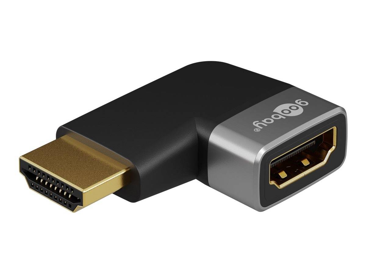 Wentronic goobay - Highspeed - HDMI-Adapter mit Ethernet - HDMI männlich zu HDMI weiblich gewinkelt - Schwarz, Silber - unterstützt 8K 60 Hz (7680
