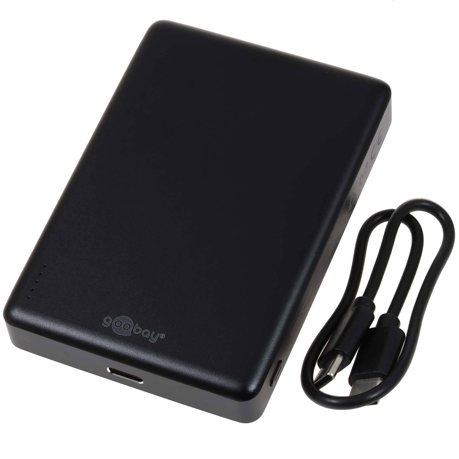 Goobay Magnetische Wireless Powerbank, MagSafe, USB-C Power Delivery, Magnetring, schwarz, 20W - Kapazität: 10000 mAh