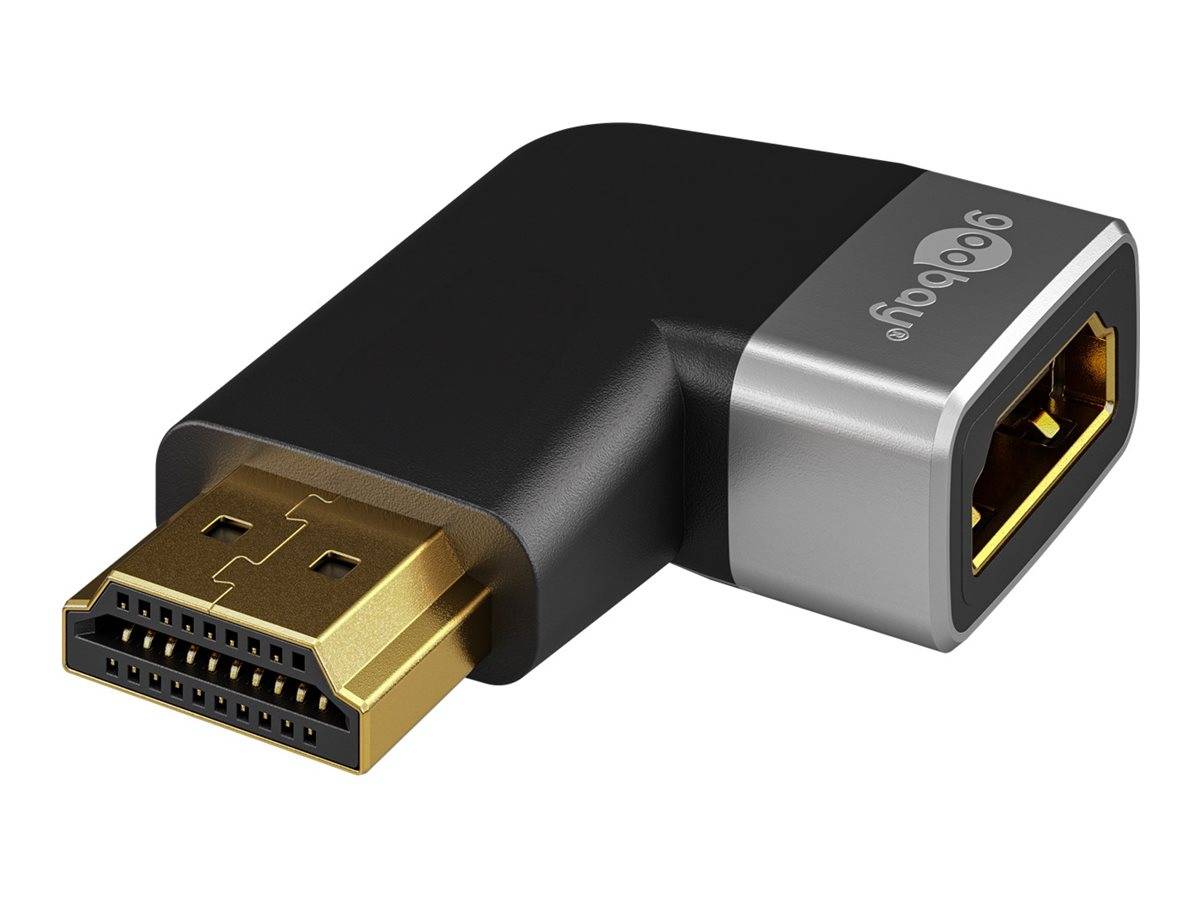 Wentronic goobay - Highspeed - HDMI-Adapter mit Ethernet - HDMI männlich zu HDMI weiblich - Schwarz, Silber - unterstützt 8K 60 Hz (7680 x 4320)