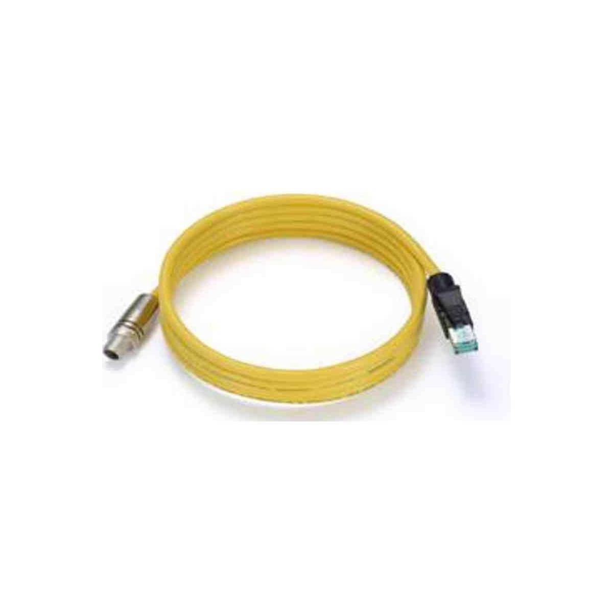 X-kodiertes M12-auf-RJ45-Ethernet-Kabel, gelb, IP67-zertifiziert, 2 m