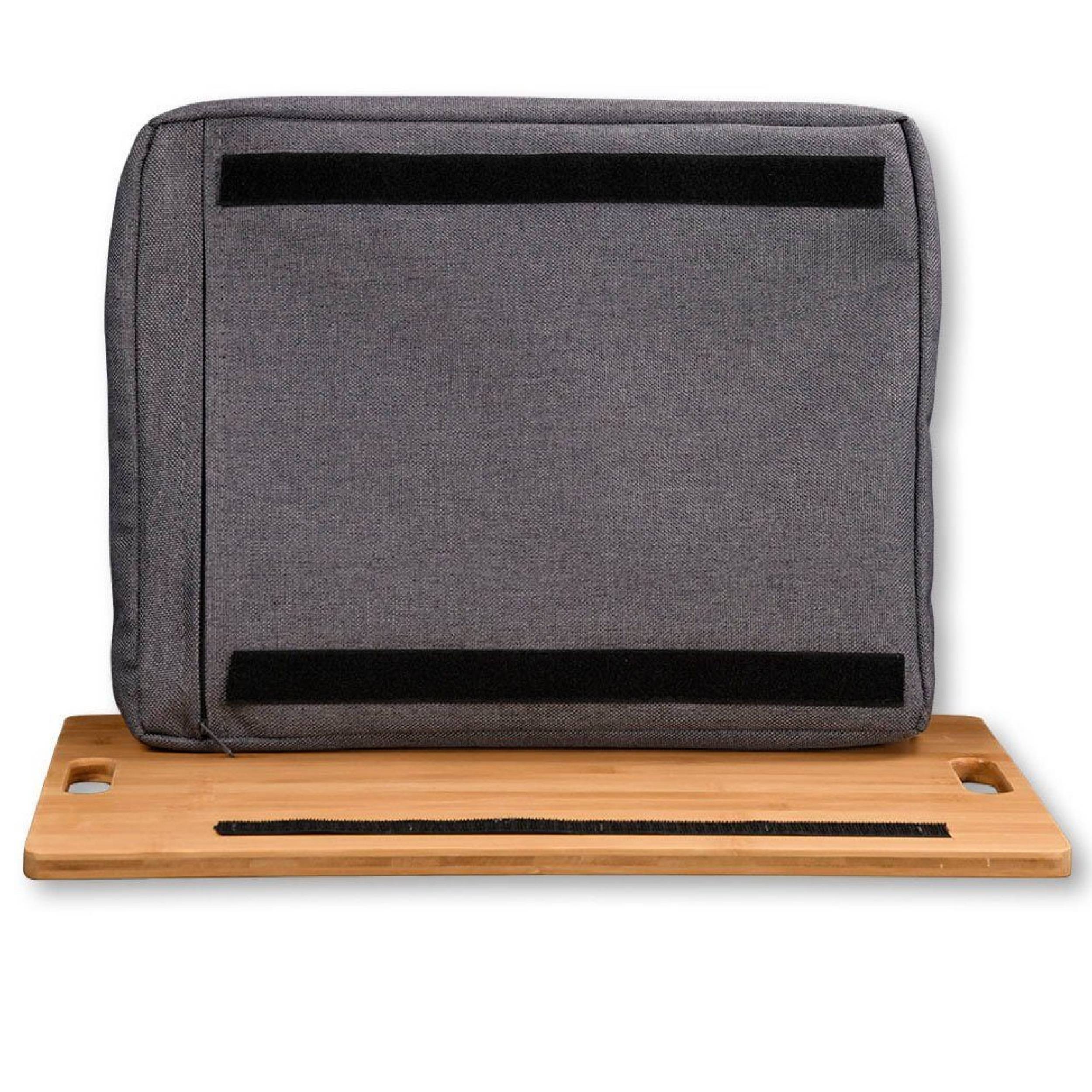 Neustanlo | Knietablett aus Holz | mit Griffen | gepolstert für hohe Stabilität | Bambus Textil | Maße: 45 x 31 cm/Höhe: 8 cm | ideal zum Essen,