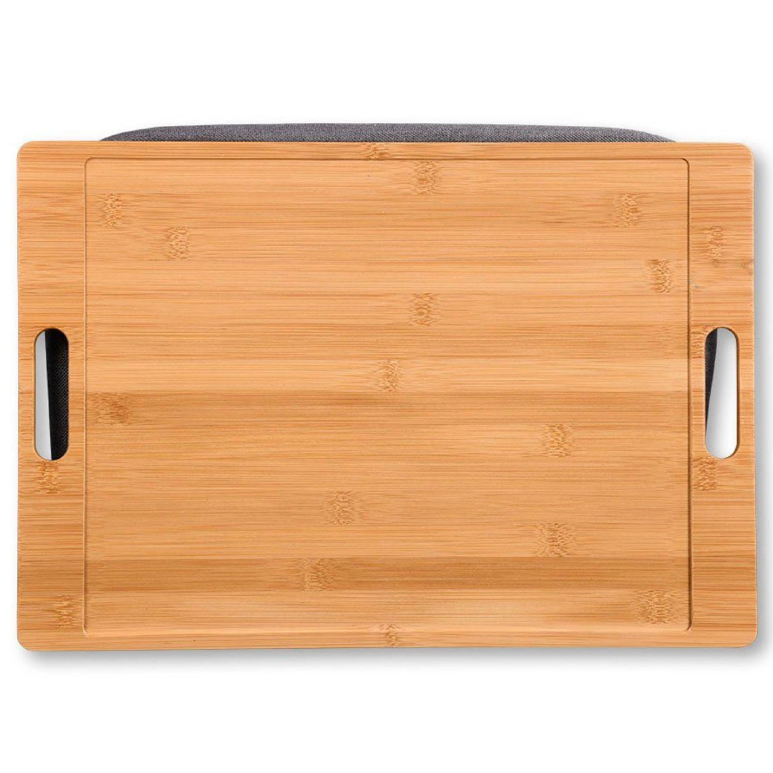 Neustanlo | Knietablett aus Holz | mit Griffen | gepolstert für hohe Stabilität | Bambus Textil | Maße: 45 x 31 cm/Höhe: 8 cm | ideal zum Essen,