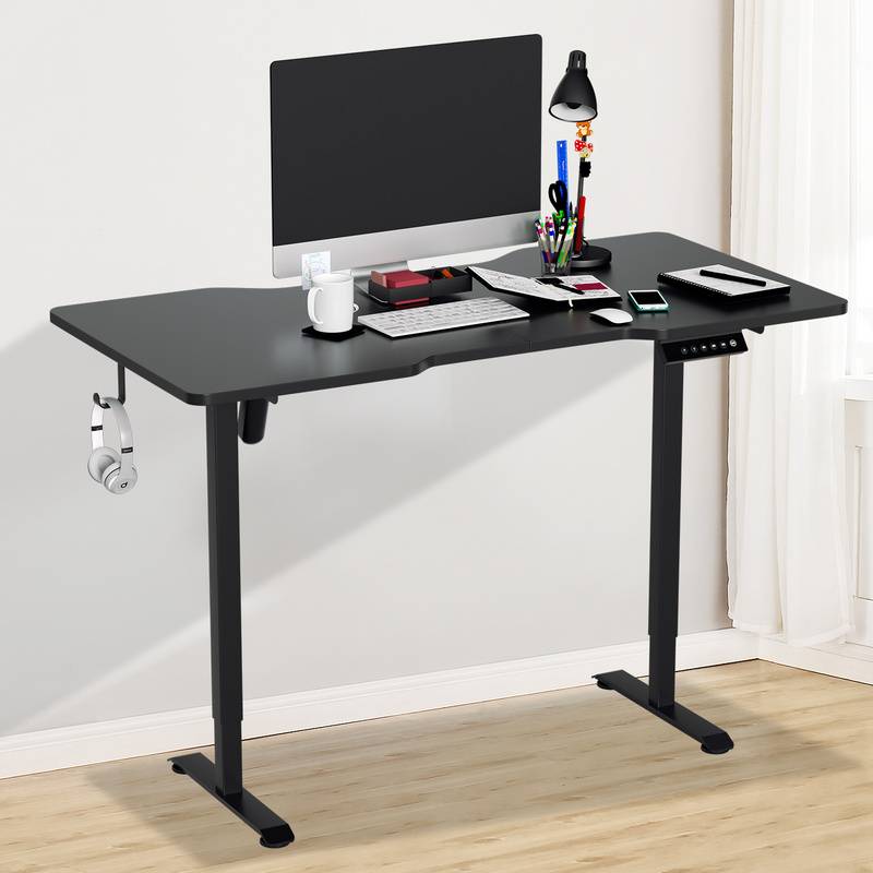 Höhenverstellbarer Schreibtisch mit Desktop 140x60cm Ergonomischer Tischplatte mit Memory-Steuerung Schwarz