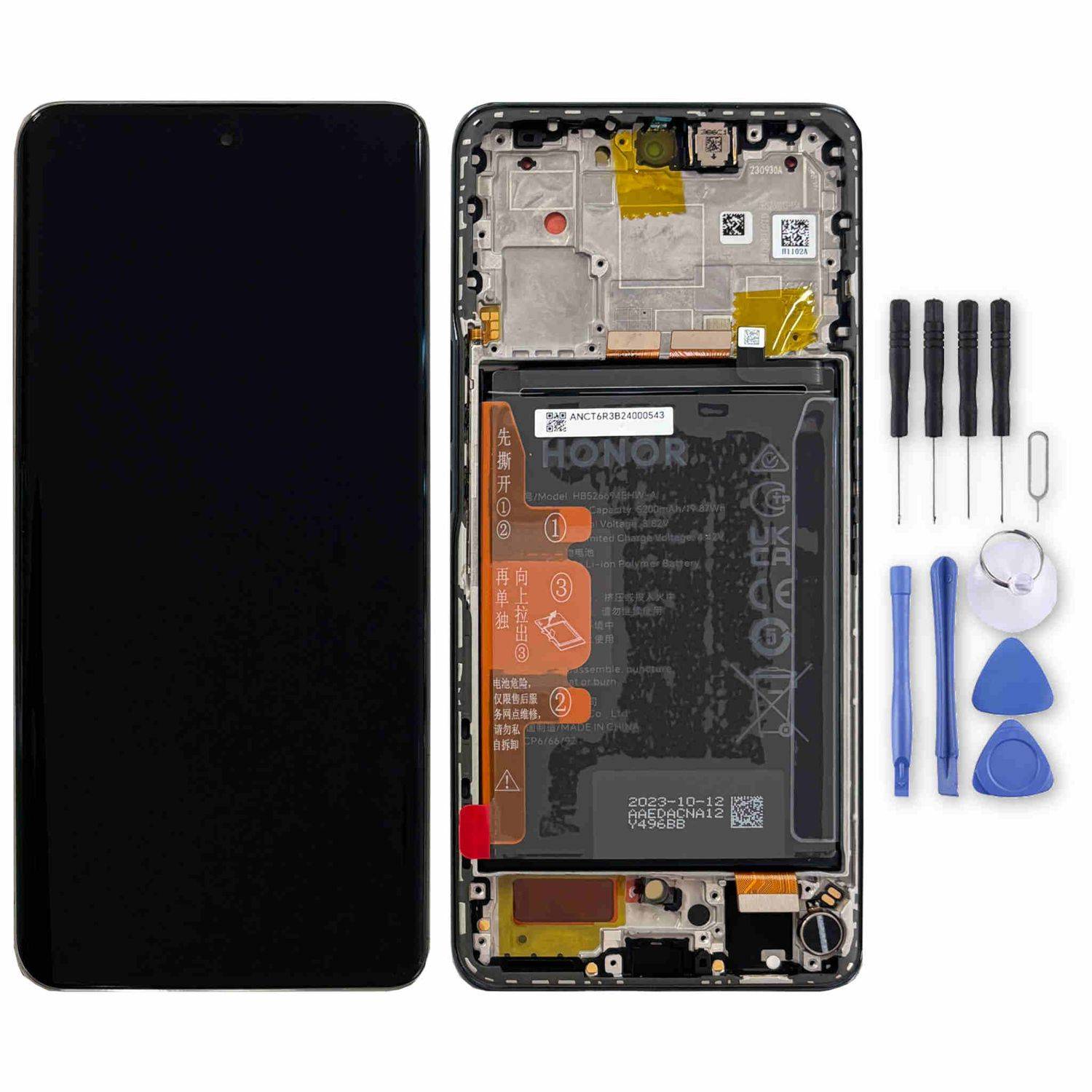 Für Honor Magic 6 Lite 0235AHHP LCD Display mit Rahmen + Akku Ersatzteil Schwarz