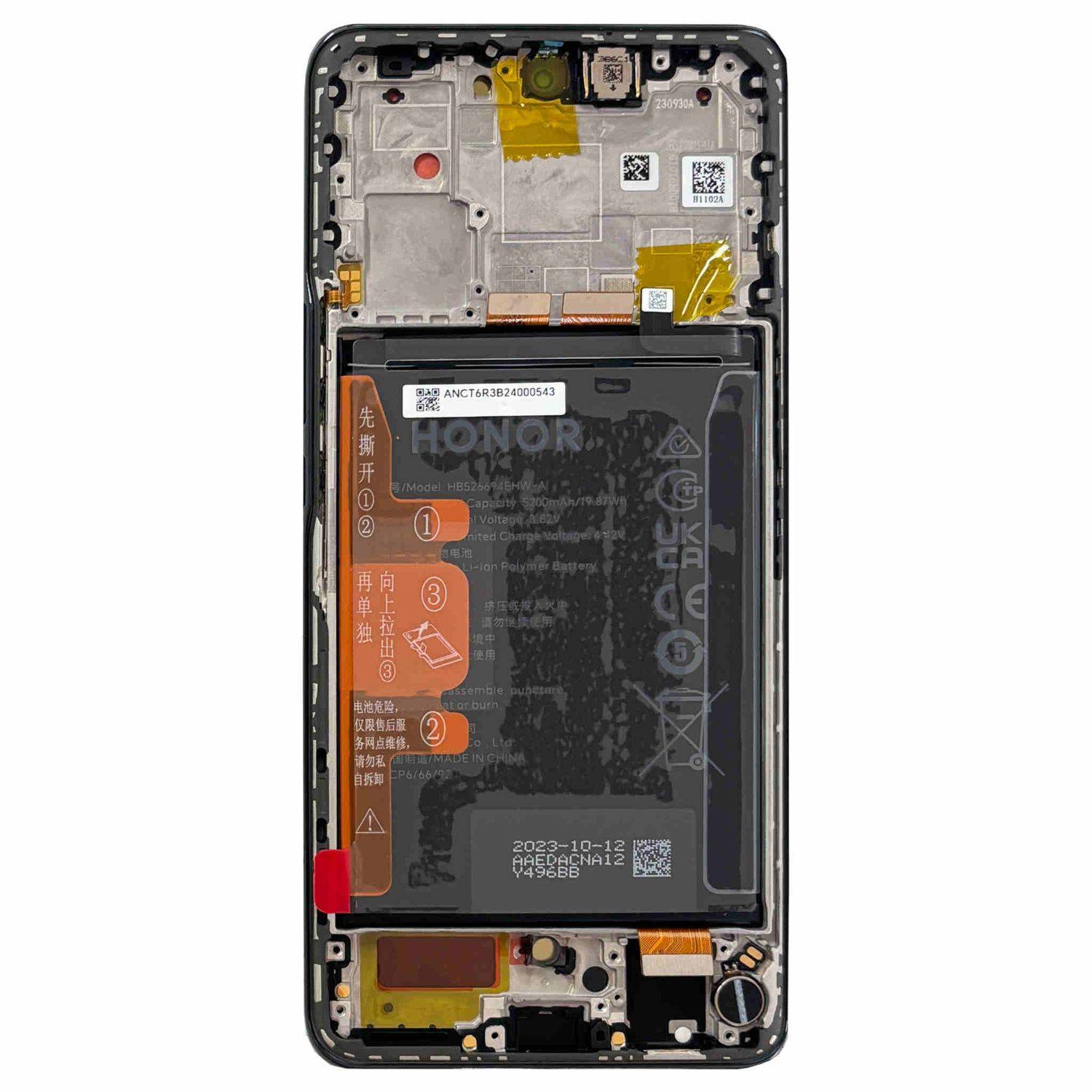 Für Honor Magic 6 Lite 0235AHHP LCD Display mit Rahmen + Akku Ersatzteil Schwarz