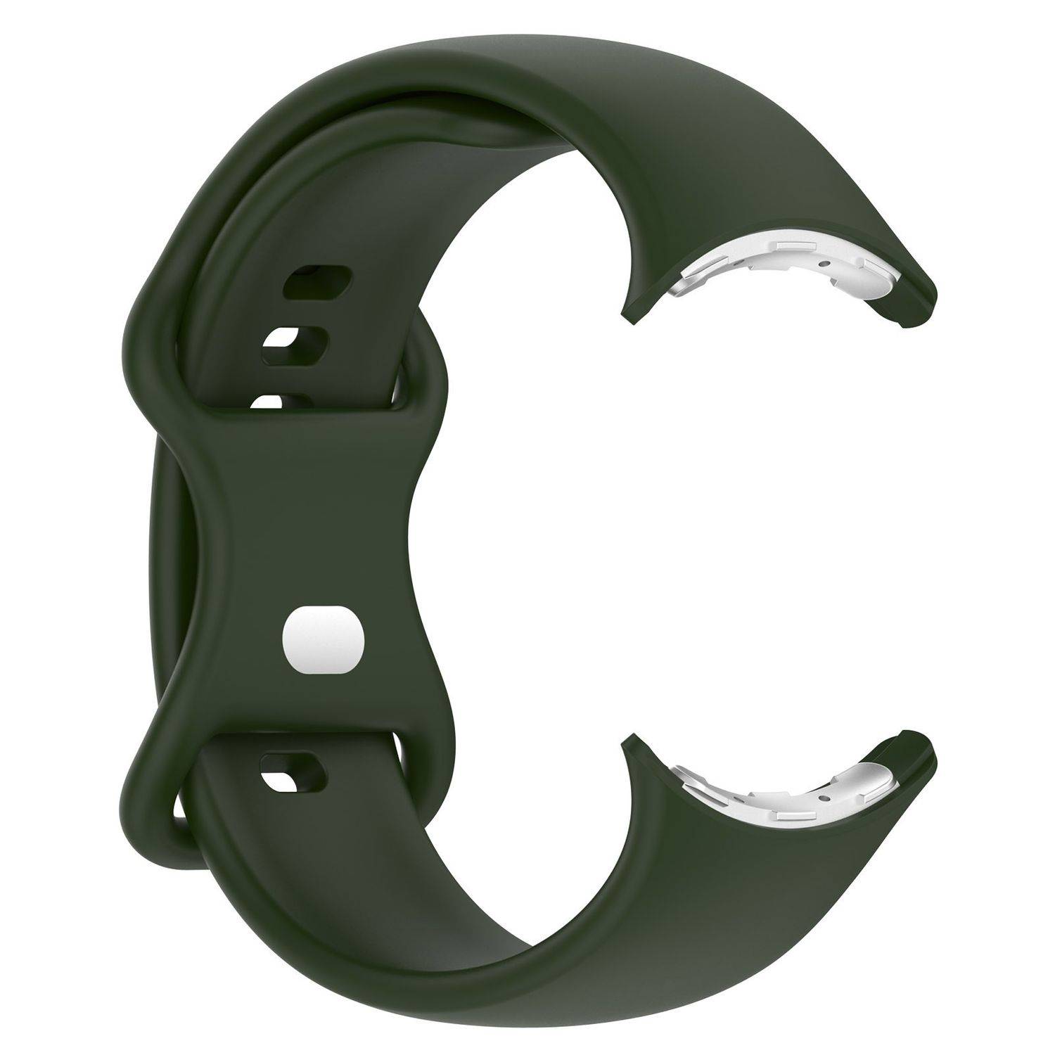 Für Google Pixel Watch 3 45mm Silikon Armband mit Butterfly-Schnalle Größe S Dunkelgrün