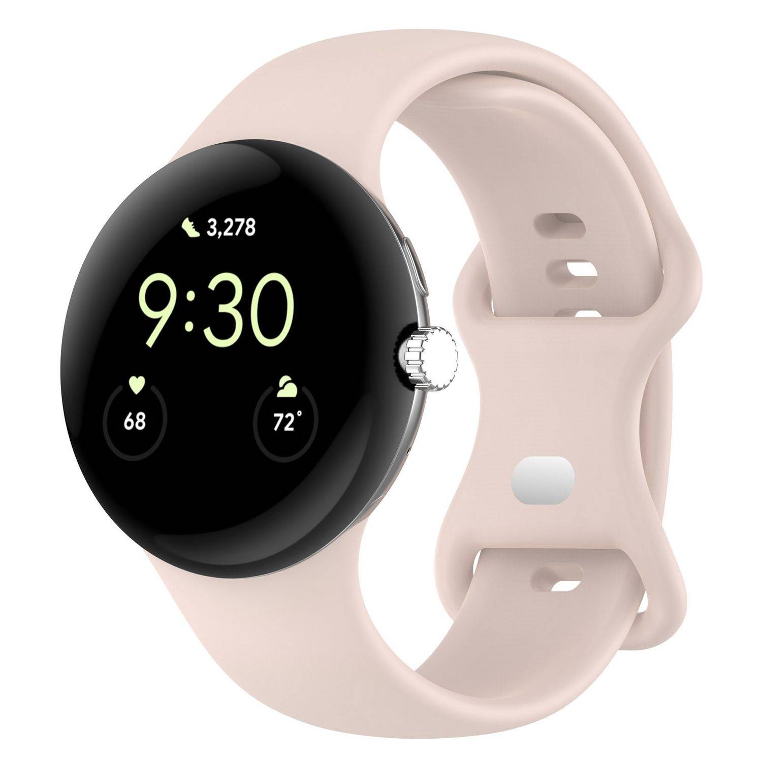 Für Google Pixel Watch 3 45mm Silikon Armband mit Butterfly-Schnalle Größe S Rosa