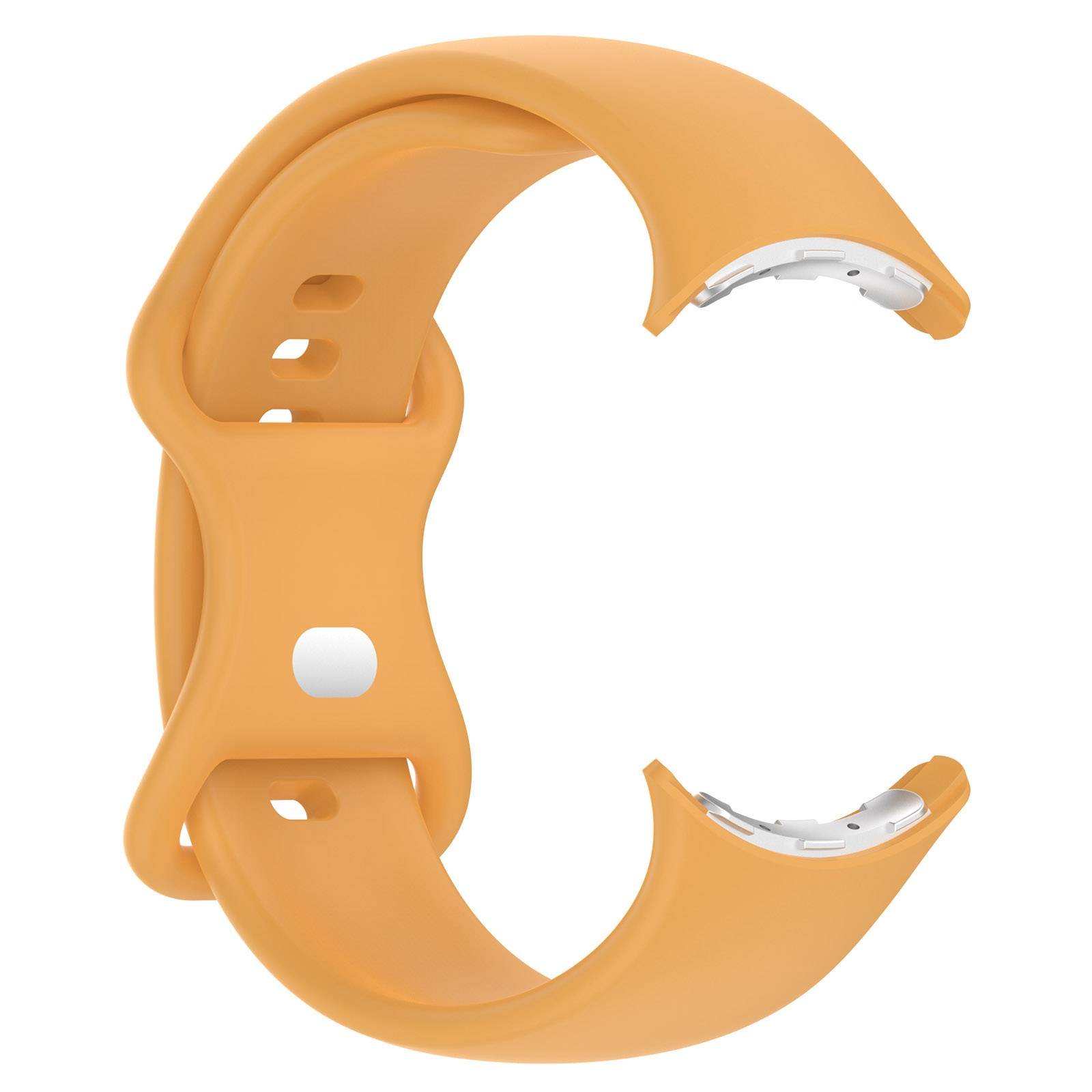 Orange tragbares intelligentes Ringsystem oder Armband mit flexiblem C-förmigem Design auf weißem Hintergrund.