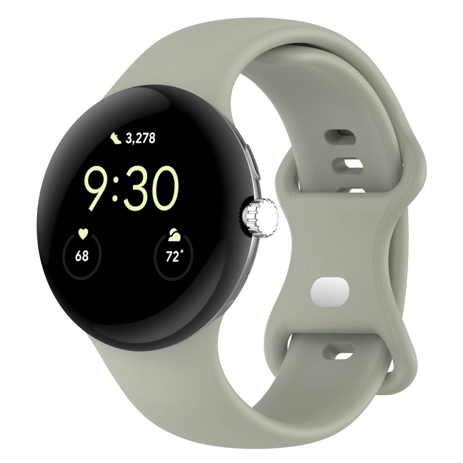 Für Google Pixel Watch 3 45mm Silikon Armband mit Butterfly-Schnalle Größe S Hellgrau