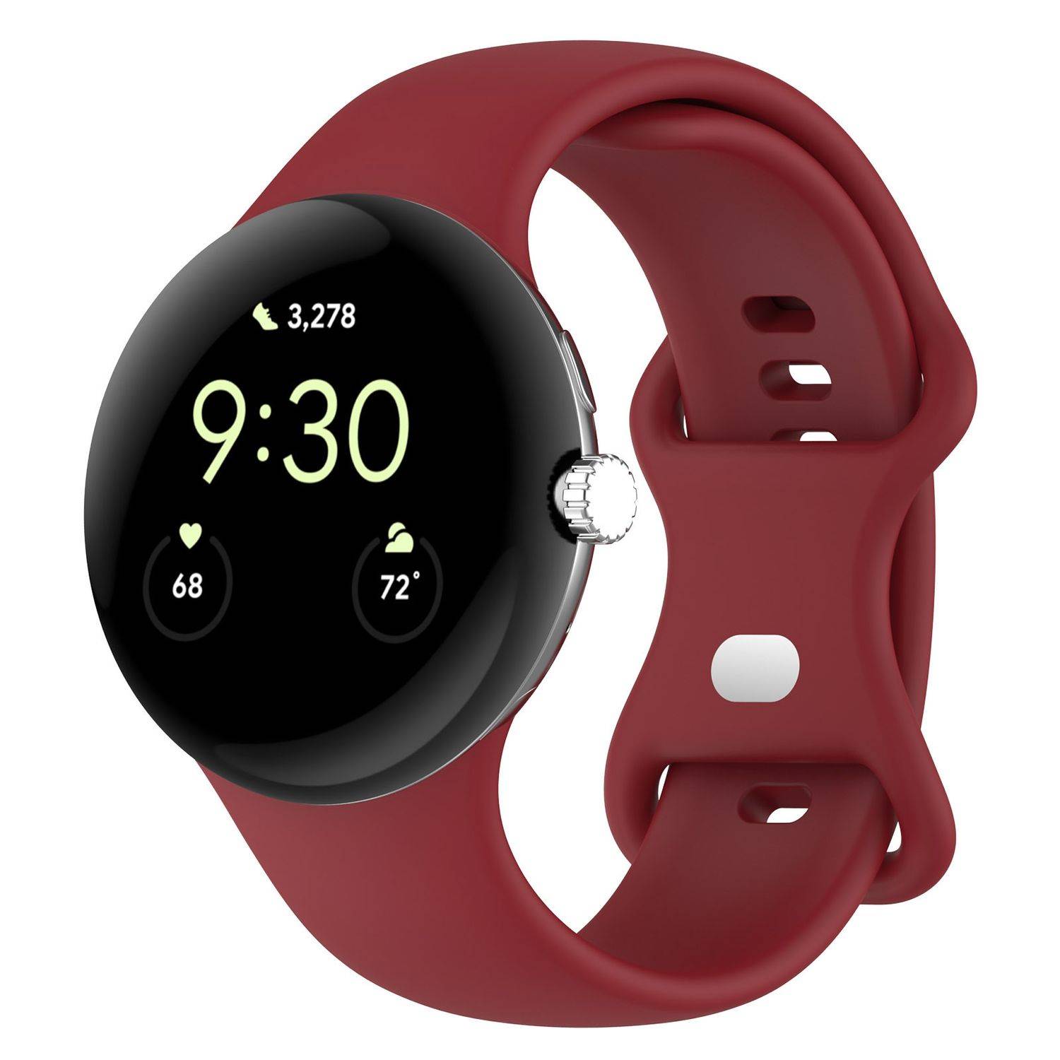 Für Google Pixel Watch 3 45mm Silikon Armband mit Butterfly-Schnalle Größe S Rot
