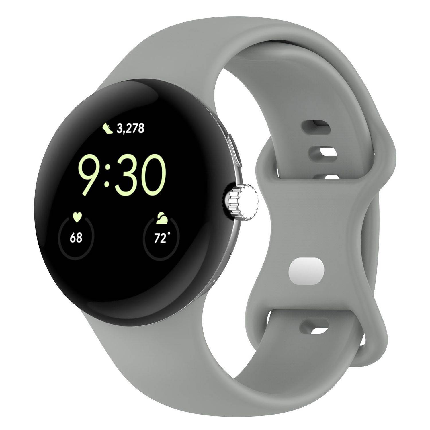 Für Google Pixel Watch 3 45mm Silikon Armband mit Butterfly-Schnalle Größe S Grau
