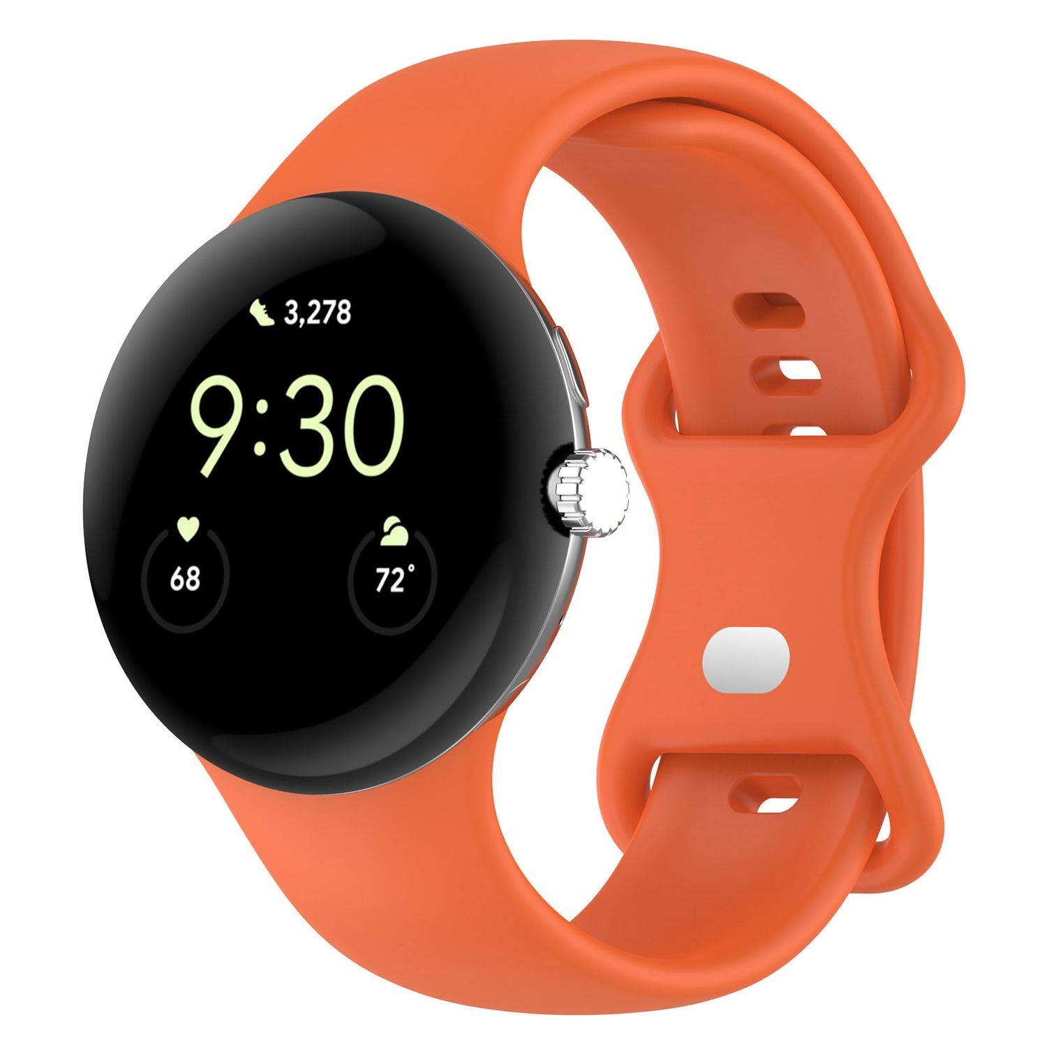 Für Google Pixel Watch 3 45mm Silikon Armband mit Butterfly-Schnalle Größe S Orange