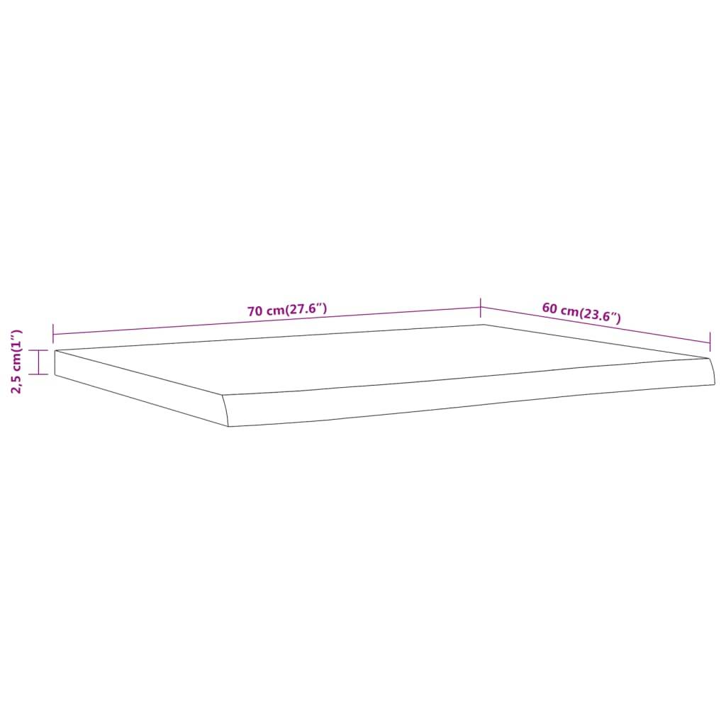 vidaXL Waschtischplatte 70x60x2,5 cm Rechteckig Massivholz Akazie