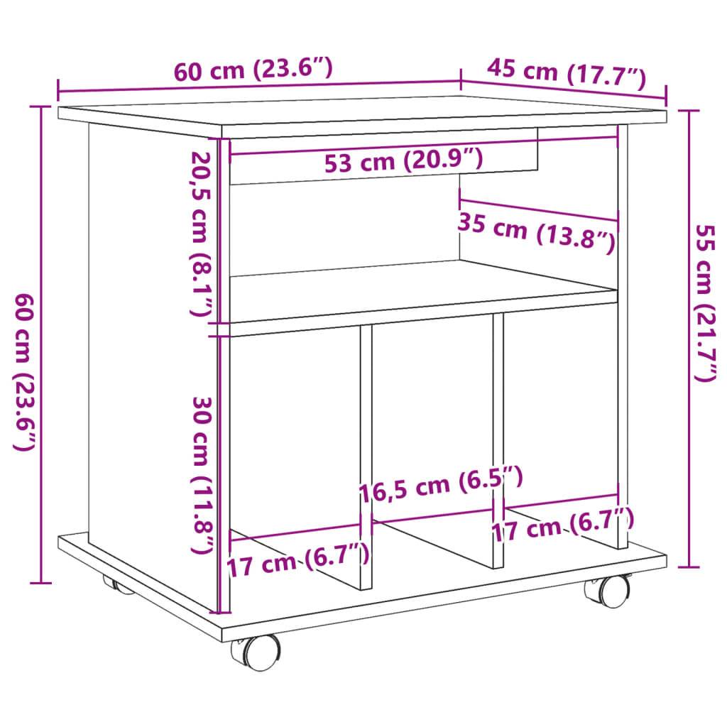 vidaXL Rollcontainer Altholz-Optik 60x45x60 cm Holzwerkstoff