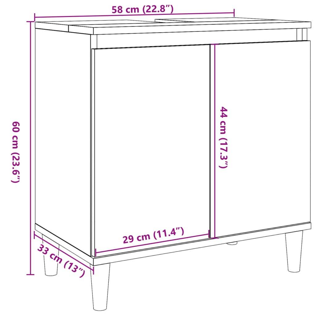 vidaXL Waschbeckenunterschrank Altholz-Optik 58x33x60 cm Holzwerkstoff