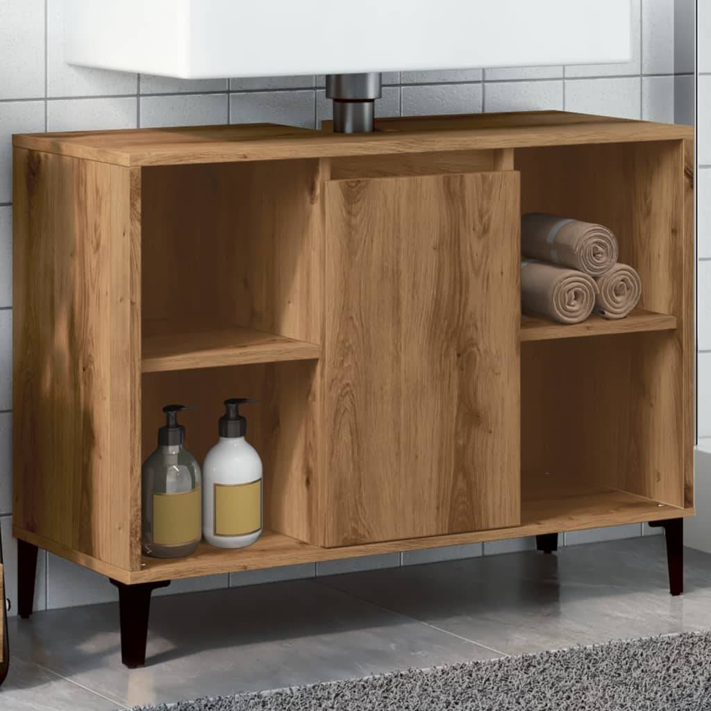 vidaXL Waschbeckenunterschrank Artisan-Eiche 80x33x60 cm Holzwerkstoff