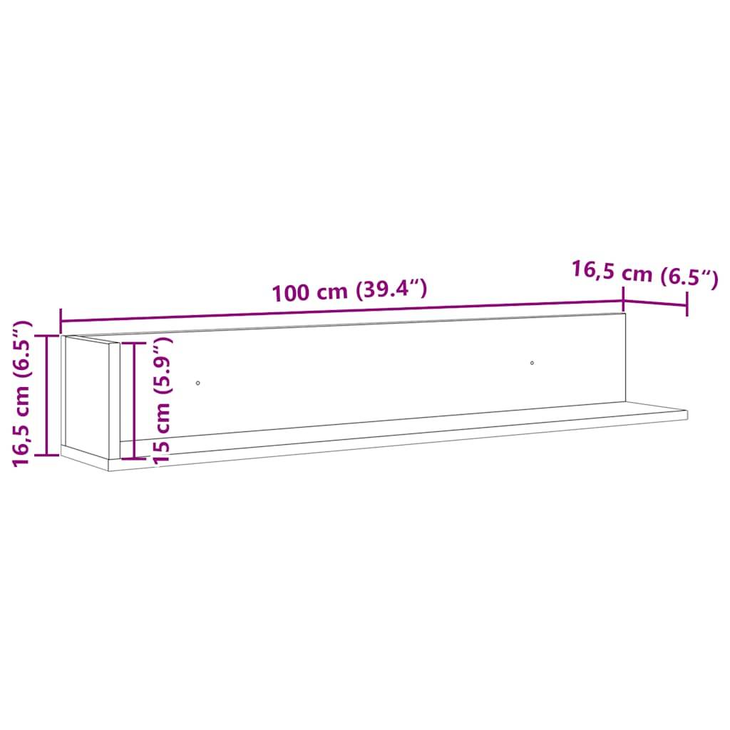 vidaXL Wandregale 2 Stk. Weiß 100x16,5x16,5 cm Holzwerkstoff