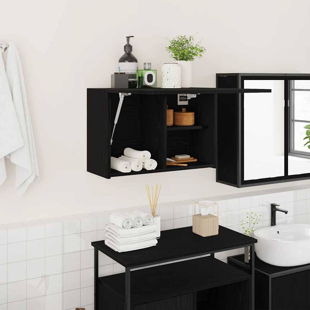 vidaXL Bad-Wandschrank Schwarz 60x25x40 cm Holzwerkstoff