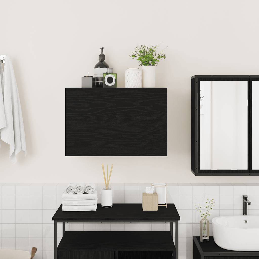 vidaXL Bad-Wandschrank Schwarz 60x25x40 cm Holzwerkstoff