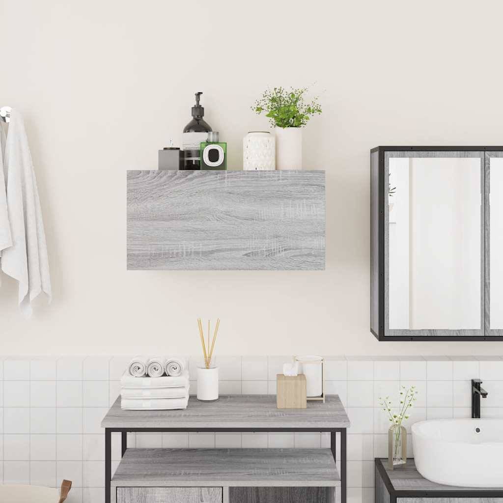 vidaXL Bad-Wandschrank Grau Sonoma 60x25x30 cm Holzwerkstoff