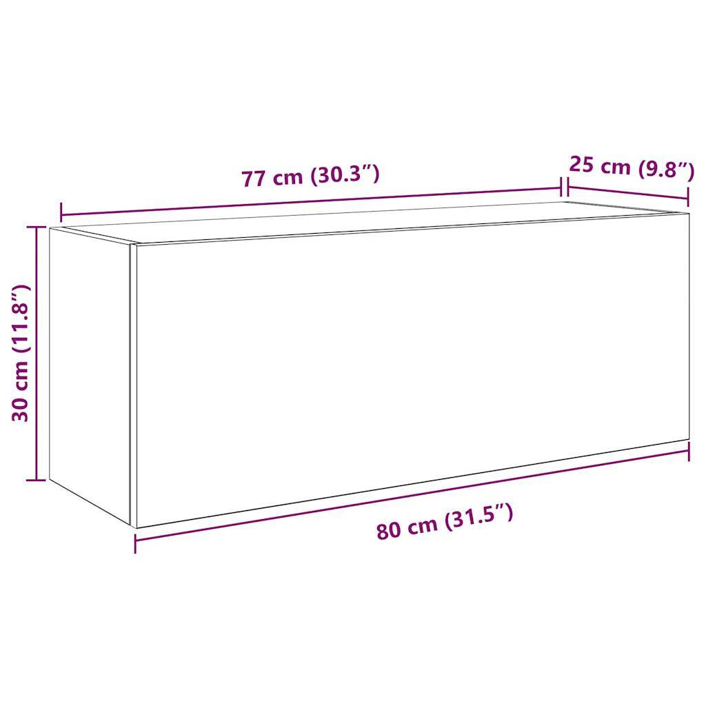 vidaXL Bad-Wandschrank Schwarz 80x25x30 cm Holzwerkstoff