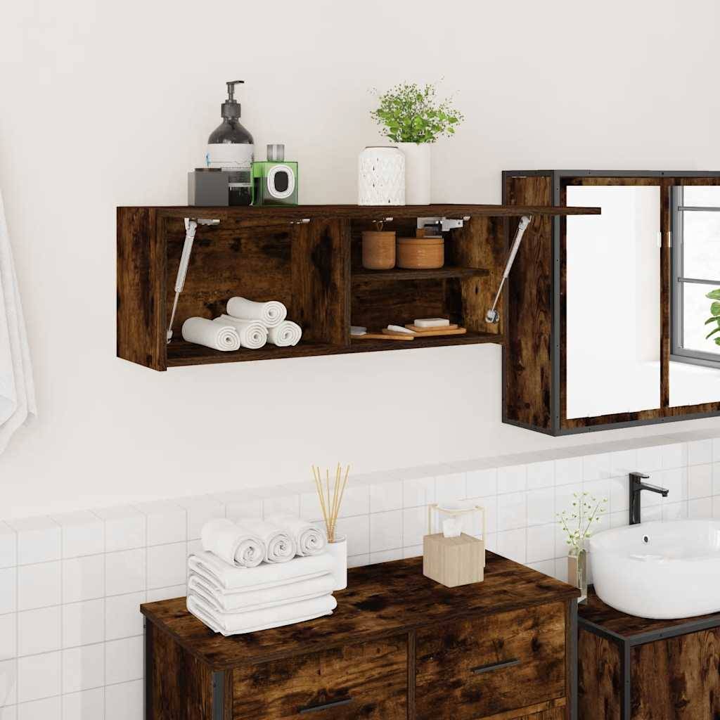 vidaXL Bad-Wandschrank Räuchereiche 80x25x30 cm Holzwerkstoff