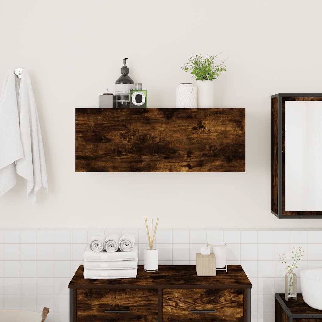 vidaXL Bad-Wandschrank Räuchereiche 80x25x30 cm Holzwerkstoff