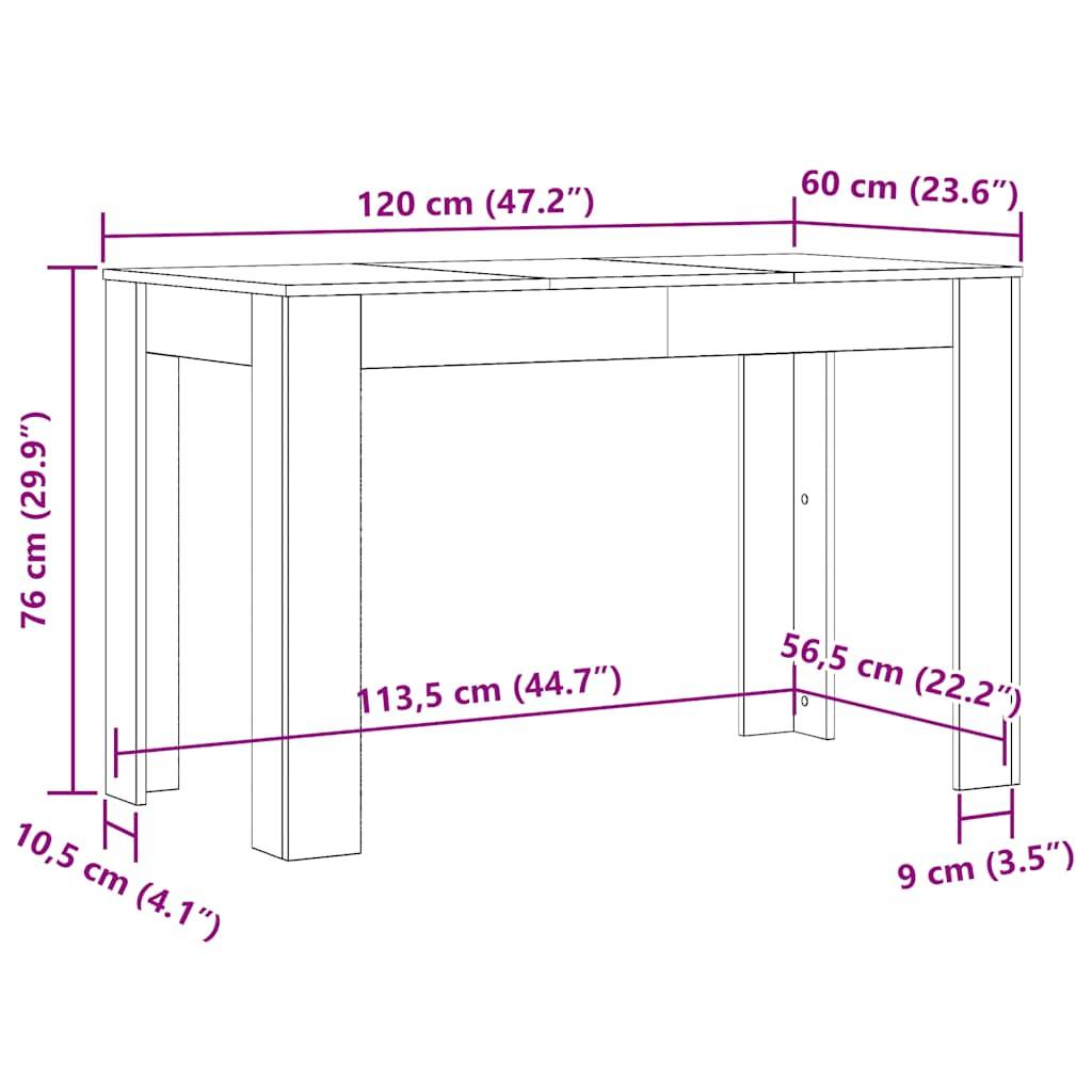 vidaXL Esstisch Artisan-Eiche 120x60x76 cm Holzwerkstoff