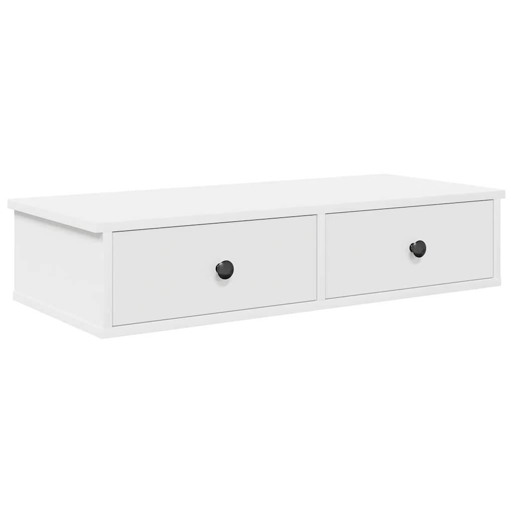 vidaXL Wandregal mit Schubladen Weiß 80x31x17 cm Holzwerkstoff