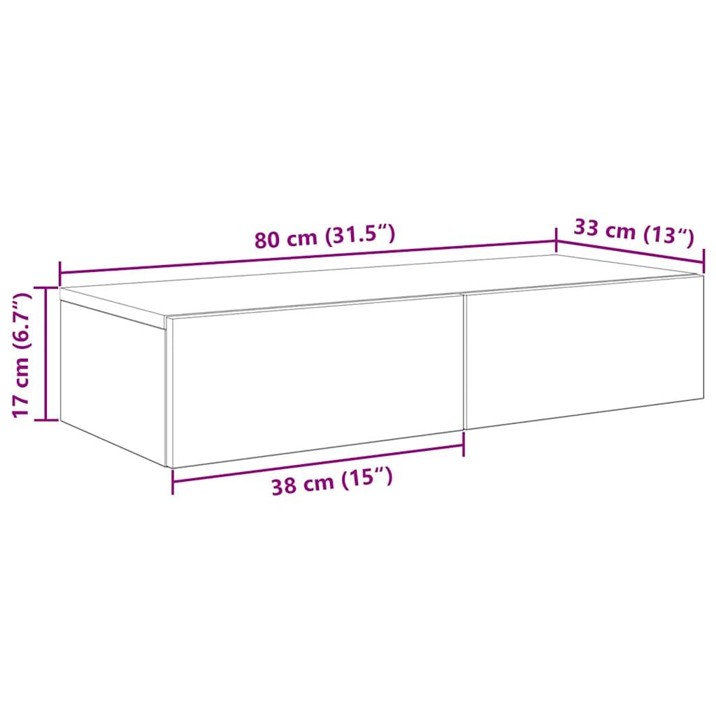 vidaXL Wandregal mit Schubladen Schwarz 80x33x17 cm Holzwerkstoff